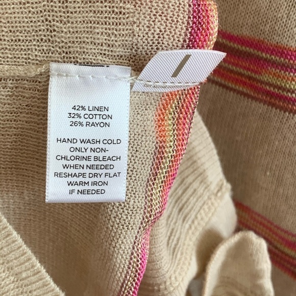 LOFT Space Dye Stripe V Neck Linen Cardigan Small - Picture 3 of 3
